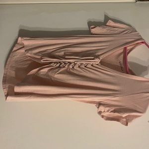 Lace up pink short sleeve